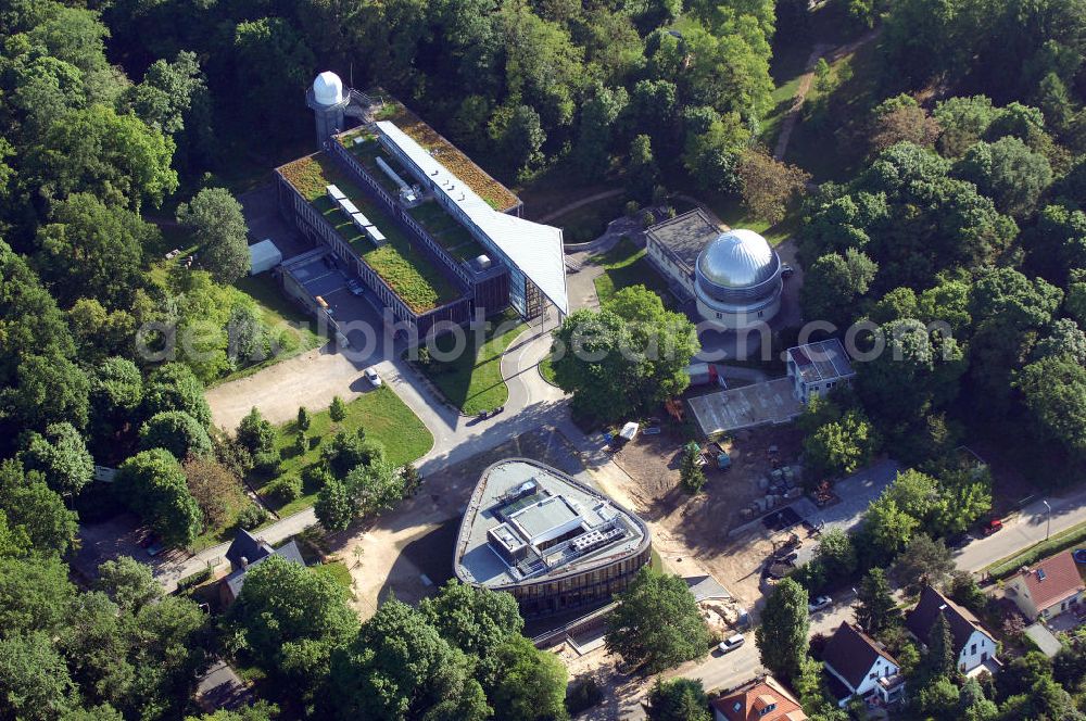 Aerial photograph Potsdam - Blick auf die fertige Erweiterungsbaustelle des Astrophysikalisches Institut Potsdam, An der Sternwarte 16 in 14482 Potsdam.