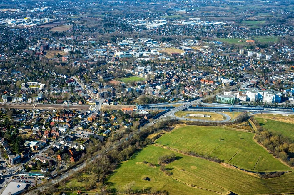 Hamburg from above - New construction of the route in the course of the motorway tunnel construction of the BAB A 7 Hamburger Deckel in the district Schnelsen in Hamburg, Germany