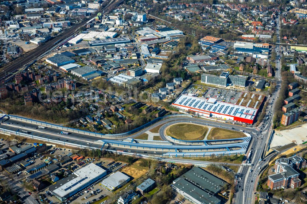 Aerial photograph Hamburg - New construction of the route in the course of the motorway tunnel construction of the BAB A 7 Hamburger Deckel bzw. Stellinger Deckel in the district Stellingen in Hamburg, Germany