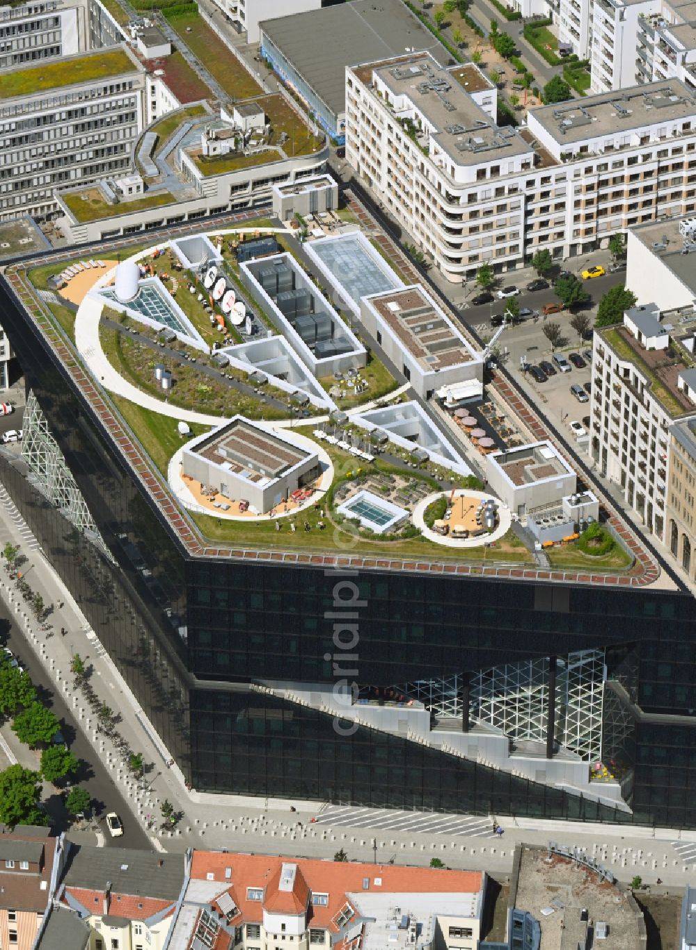 Aerial photograph Berlin - Building Axel Springer Campus - OMA to Krausenstrasse - Schuetzenstrasse in Berlin