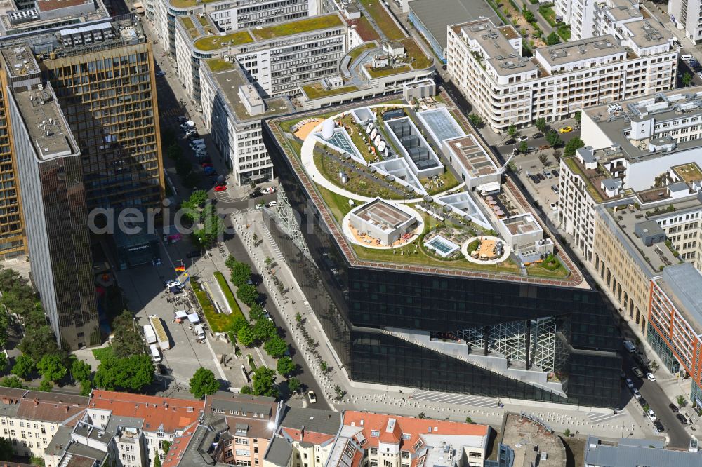 Berlin from above - Building Axel Springer Campus - OMA to Krausenstrasse - Schuetzenstrasse in Berlin