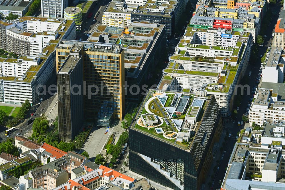 Aerial image Berlin - Building Axel Springer Campus - OMA to Krausenstrasse - Schuetzenstrasse in Berlin