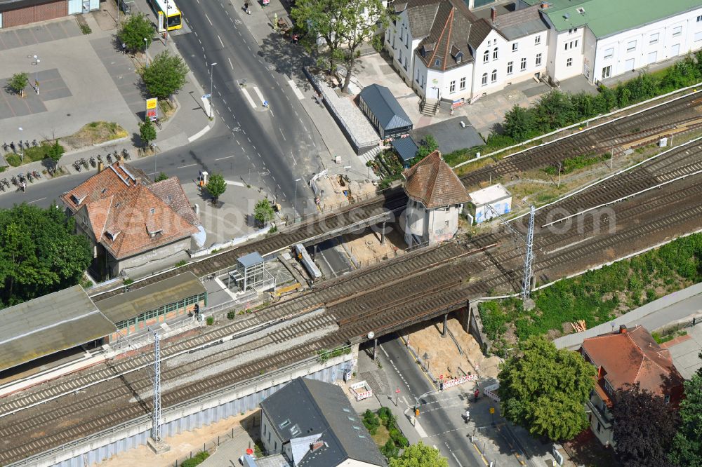 Aerial photograph Berlin - New construction of the railway bridge on S-Bahnhof Berlin-Buch in Berlin, Germany