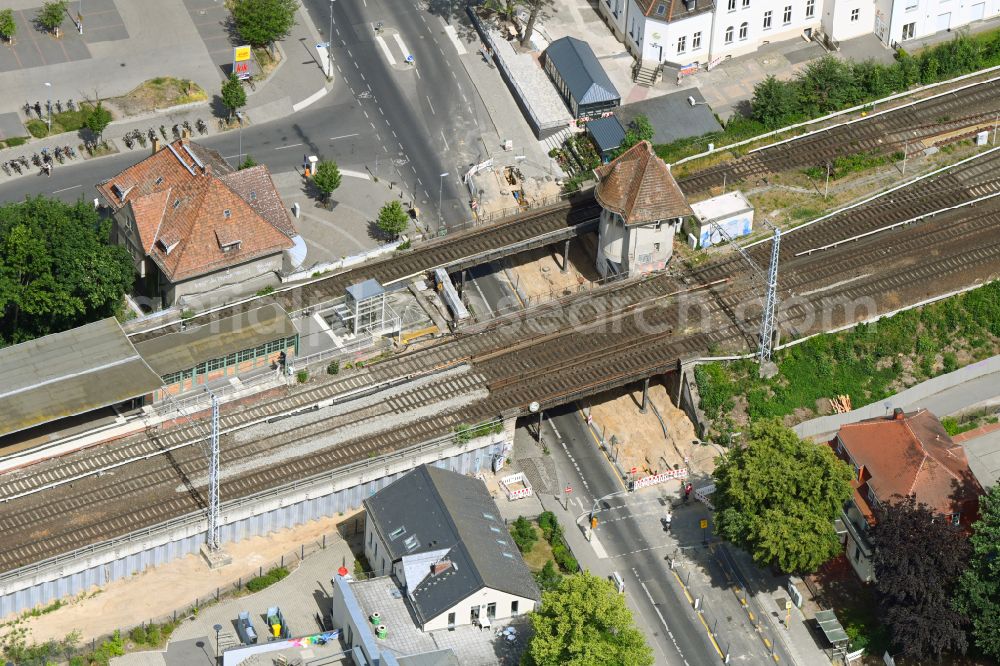 Berlin from above - New construction of the railway bridge on S-Bahnhof Berlin-Buch in Berlin, Germany