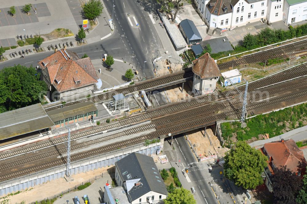 Berlin from the bird's eye view: New construction of the railway bridge on S-Bahnhof Berlin-Buch in Berlin, Germany