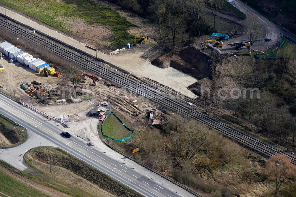 Aerial photograph Neu-Eichenberg - New construction of the railway bridge in Neu-Eichenberg in the state Hesse, Germany