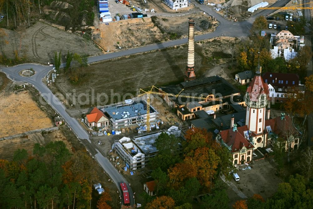 Aerial photograph Beelitz - Construction site at the monument Heizkraftwerk Beelitz-Heilstaetten in Beelitz in the state Brandenburg, Germany