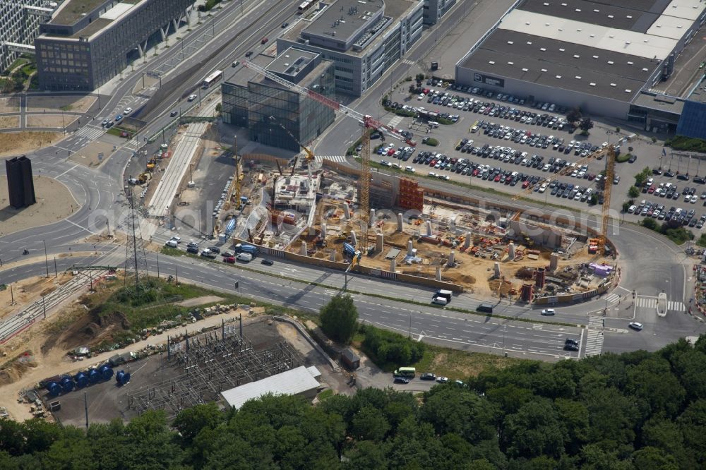 Luxembourg Luxemburg from above - New building construction site in the financial district Kirchberg in Luxembourg in Distrikt Letzebuerg, Luxembourg