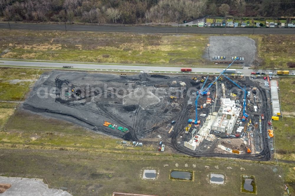 Aerial photograph Oberhausen - New building construction site in the industrial park BusinessPark.O on Bronmenring in Oberhausen at Ruhrgebiet in the state North Rhine-Westphalia, Germany