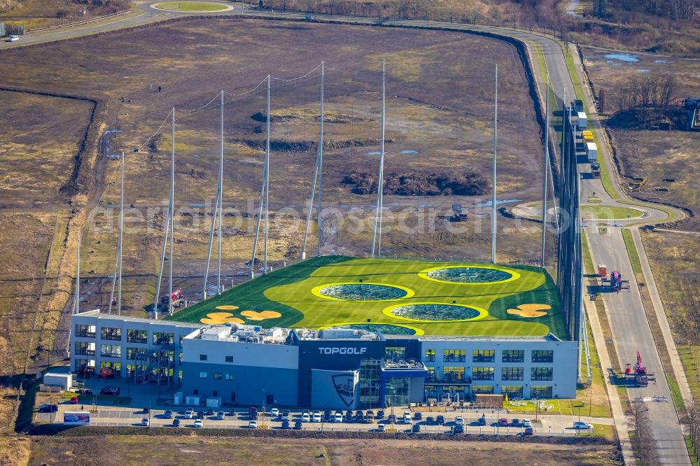 Oberhausen from above - New building construction site in the industrial park BusinessPark.O on Bronmenring in Oberhausen at Ruhrgebiet in the state North Rhine-Westphalia, Germany