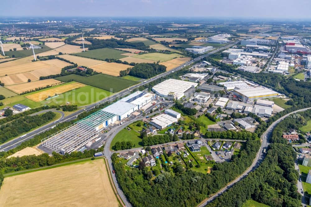 Aerial image Bönen - Construction site for the new building of the furniture store - furniture market and logistic center Poco on Rudolf-Diesel-Strasse in Boenen in the state North Rhine-Westphalia, Germany