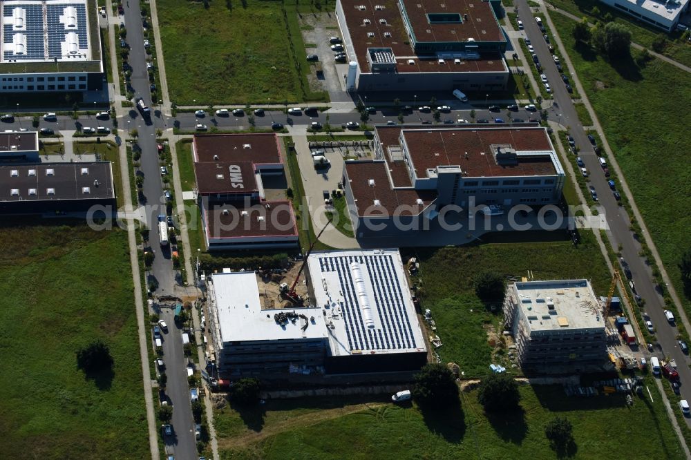 Berlin from above - New building construction site in the industrial park on Barbara-McClintock-Strasse corner Herrmann-Dorner-Allee in Berlin, Germany