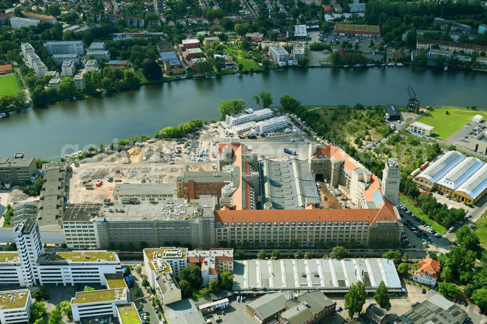 Berlin from the bird's eye view: New building construction site in the industrial park BE-U on street Ostendstrasse in the district Schoeneweide in Berlin, Germany