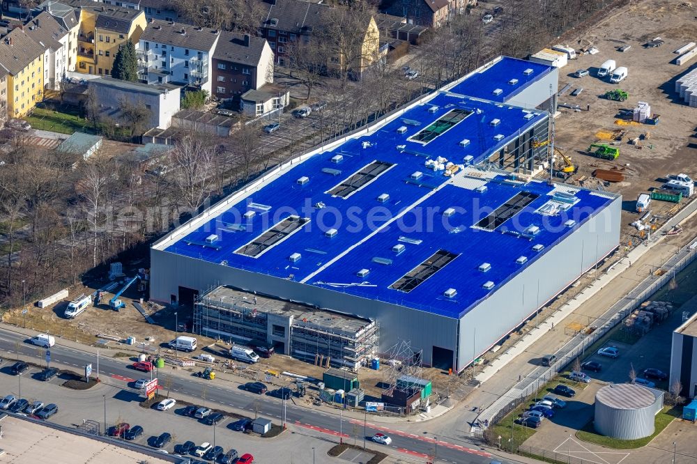 Gelsenkirchen from above - New building construction site in the industrial park on Bruesseler Strasse in Gelsenkirchen at Ruhrgebiet in the state North Rhine-Westphalia, Germany