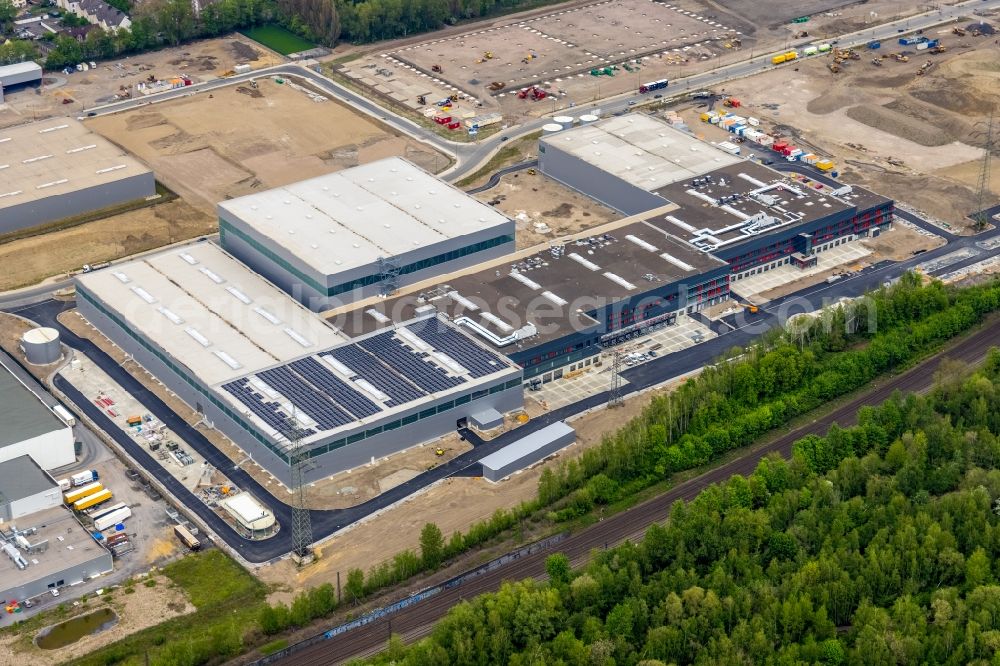 Aerial image Gelsenkirchen - New building construction site in the industrial park on Bruesseler Strasse in Gelsenkirchen at Ruhrgebiet in the state North Rhine-Westphalia, Germany