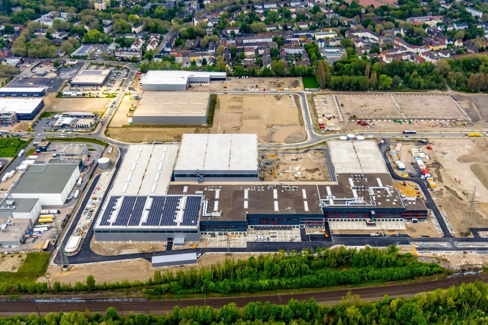 Aerial photograph Gelsenkirchen - New building construction site in the industrial park on Bruesseler Strasse in Gelsenkirchen at Ruhrgebiet in the state North Rhine-Westphalia, Germany