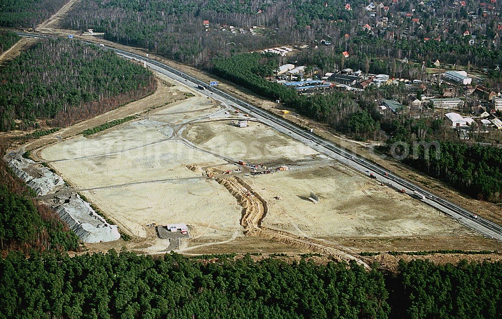 Kleinmachnow from above - New building construction site in the industrial park Business Campus EUROPARC DREILINDEN in the district Dreilinden in Kleinmachnow in the state Brandenburg, Germany