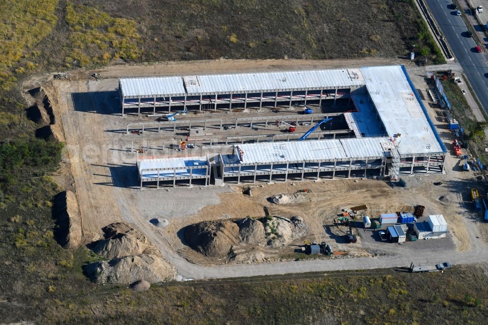 Aerial image Berlin - New building construction site in the industrial park CleanTech Business Park in the district Marzahn in Berlin, Germany