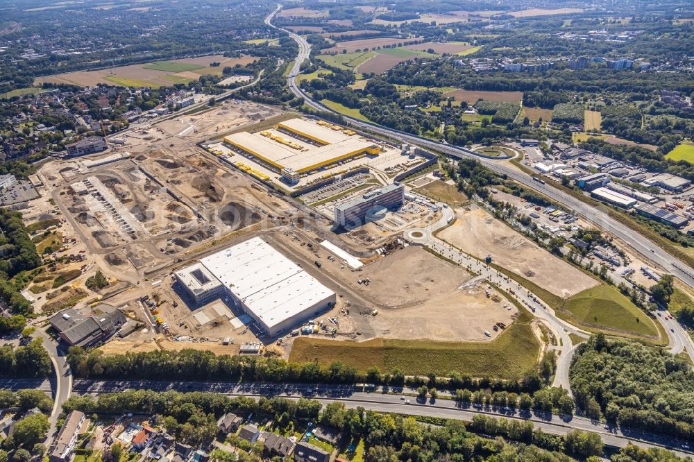 Aerial photograph Bochum - New building construction site in the industrial park Entwicklungsgebiet MARK 51A?7 overlooking demolition work on the site of the industrial ruins at Opelring in Bochum in the state North Rhine-Westphalia, Germany