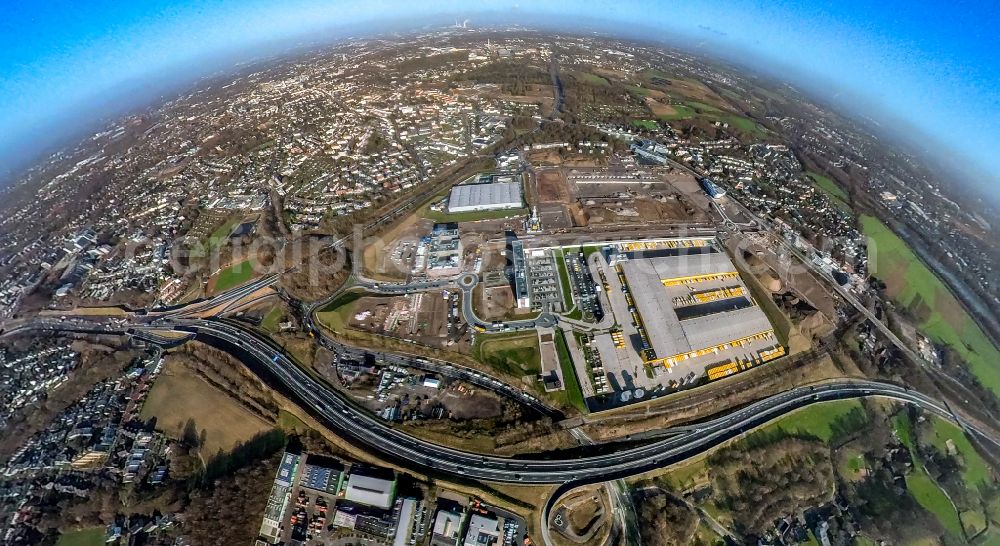 Aerial photograph Bochum - new building construction site in the industrial park Entwicklungsgebiet MARK 51A?7 overlooking demolition work on the site of the industrial ruins at Opelring in the district Laer in Bochum at Ruhrgebiet in the state North Rhine-Westphalia, Germany