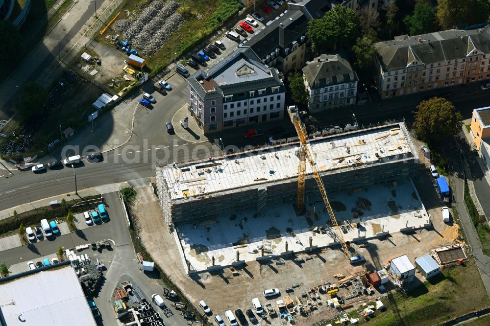 Dresden from above - New building construction site in the industrial park - Gewerbehof on street Freiberger Strasse in the district Loebtau in Dresden in the state Saxony, Germany