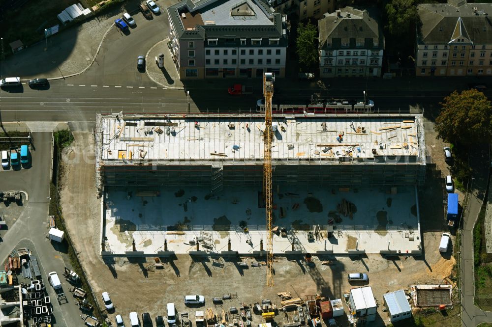 Dresden from the bird's eye view: New building construction site in the industrial park - Gewerbehof on street Freiberger Strasse in the district Loebtau in Dresden in the state Saxony, Germany