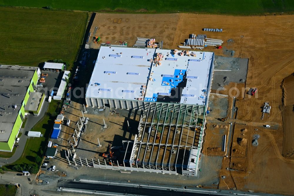 Hof from the bird's eye view: New building construction site in the industrial park on Ferdinand-Porsche-Strasse in Gewerbepark Hochfranken in the district Gumpertsreuth in Hof in the state Bavaria, Germany