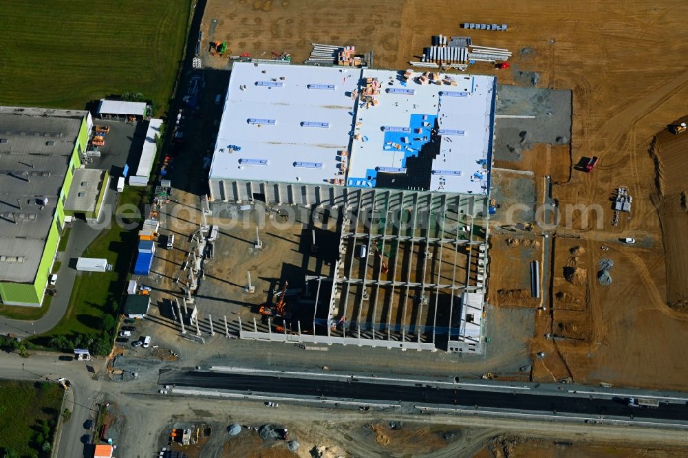 Aerial photograph Hof - New building construction site in the industrial park on Ferdinand-Porsche-Strasse in Gewerbepark Hochfranken in the district Gumpertsreuth in Hof in the state Bavaria, Germany