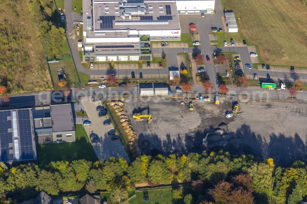 Aerial photograph Gladbeck - New building construction site in the industrial park on street Heinrich-Hertz-Strasse in Gladbeck at Ruhrgebiet in the state North Rhine-Westphalia, Germany