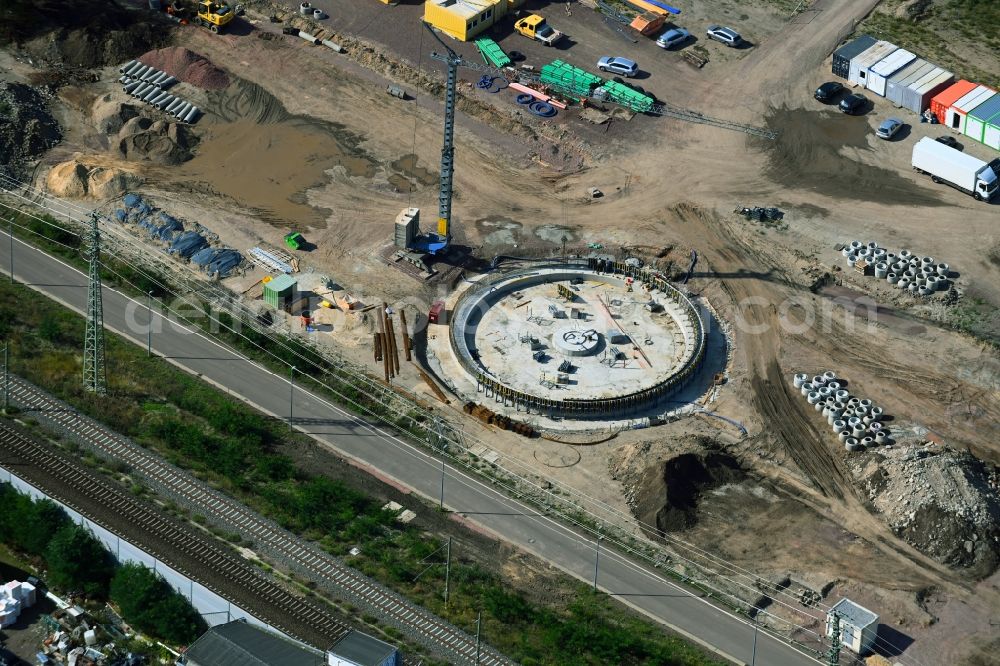 Aerial photograph Halle (Saale) - New building construction site in the industrial park in Halle (Saale) in the state Saxony-Anhalt, Germany