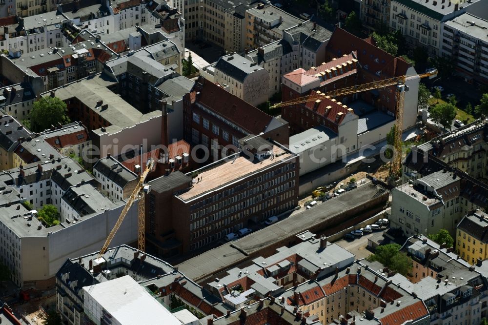 Berlin from above - New building construction site in the industrial park Hauptstrasse in the district Schoeneberg in Berlin, Germany