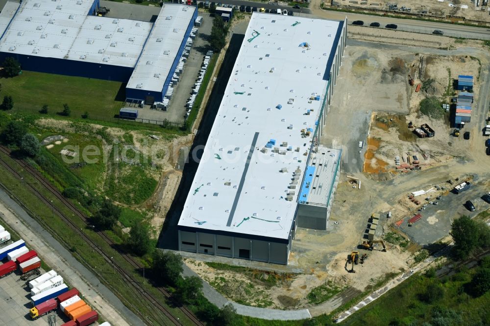 Aerial photograph Hoppegarten - New building construction site in the industrial park Industriestrasse - Alter Feldweg of Firma coolback GmbH in the district Dahlwitz-Hoppegarten in Hoppegarten in the state Brandenburg, Germany