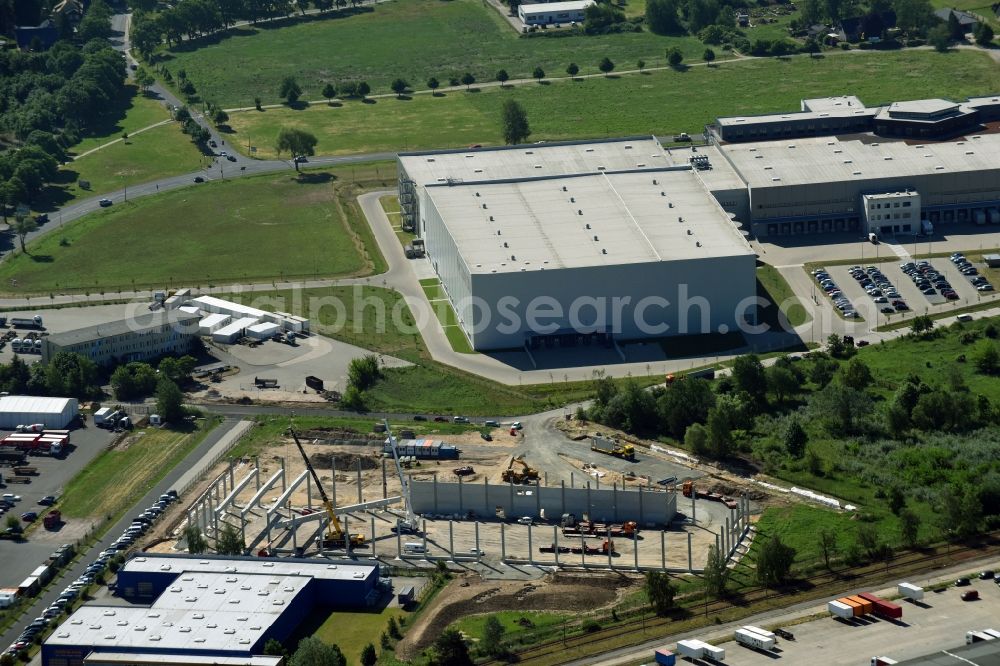 Aerial photograph Hoppegarten - New building construction site in the industrial park Industriestrasse - Alter Feldweg of Firma coolback GmbH in the district Dahlwitz-Hoppegarten in Hoppegarten in the state Brandenburg, Germany