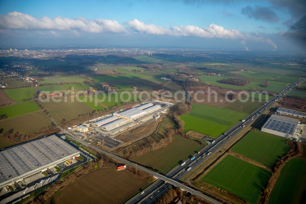 Hamm from the bird's eye view: New building construction site in the industrial park InlogParc in the district Westerboenen in Hamm in the state North Rhine-Westphalia, Germany