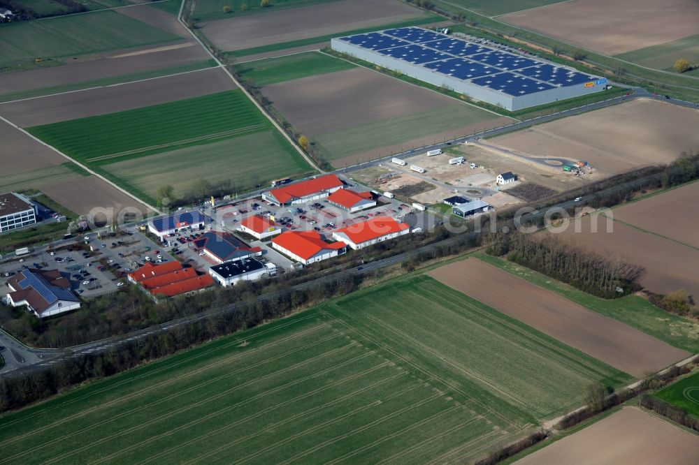 Aerial image Bodenheim - New building construction site in the industrial parkLange Ruthe in Bodenheim in the state Rhineland-Palatinate