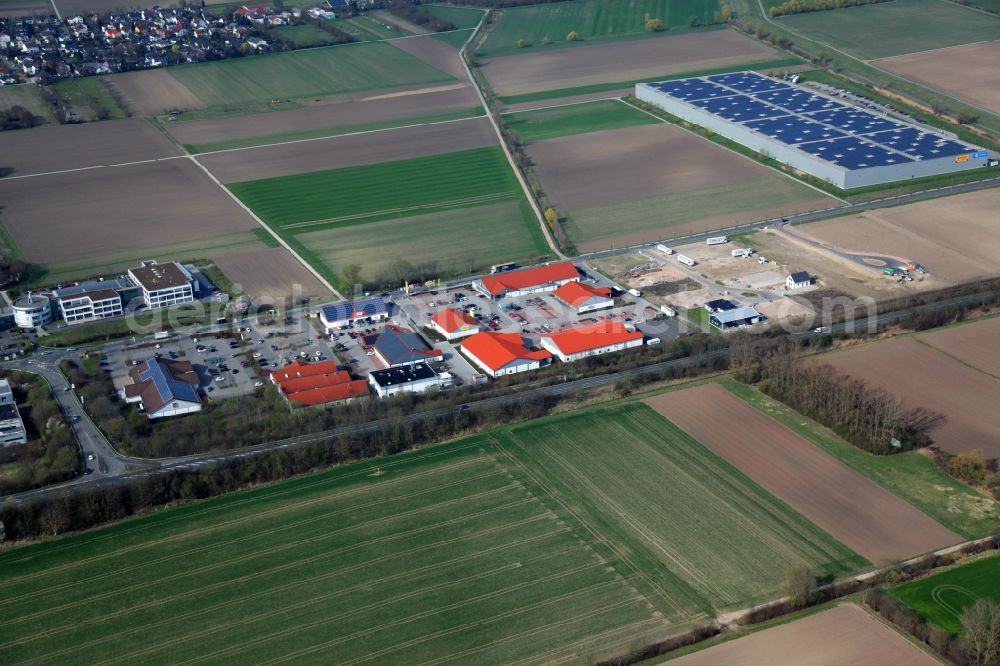 Aerial photograph Bodenheim - New building construction site in the industrial parkLange Ruthe in Bodenheim in the state Rhineland-Palatinate
