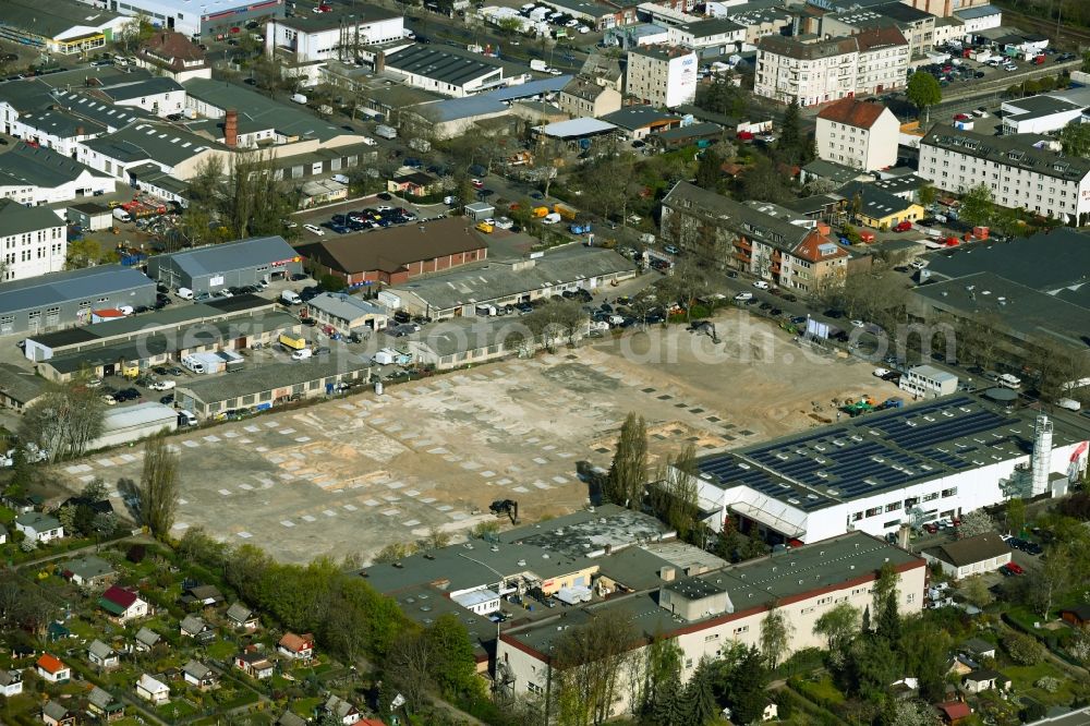 Berlin from the bird's eye view: New building construction site in the industrial park of neuen Gewerbepark City Dock on Altonaer Strasse in the district Spandau in Berlin, Germany