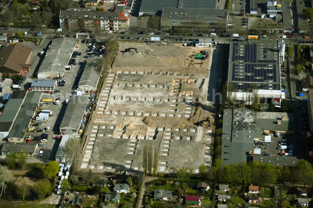 Aerial image Berlin - New building construction site in the industrial park of neuen Gewerbepark City Dock on Altonaer Strasse in the district Spandau in Berlin, Germany