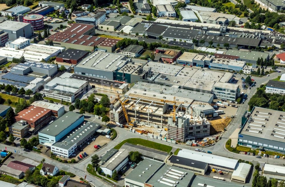 Ennepetal from above - New building construction site in the industrial park Oeklinghausen of BIW Isolierstoffe GmbH on Memelstrasse corner Pregelstrasse in Ennepetal in the state North Rhine-Westphalia, Germany