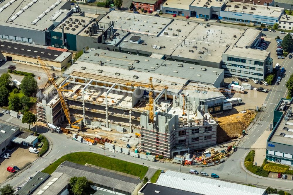 Ennepetal from the bird's eye view: New building construction site in the industrial park Oeklinghausen of BIW Isolierstoffe GmbH on Memelstrasse corner Pregelstrasse in Ennepetal in the state North Rhine-Westphalia, Germany