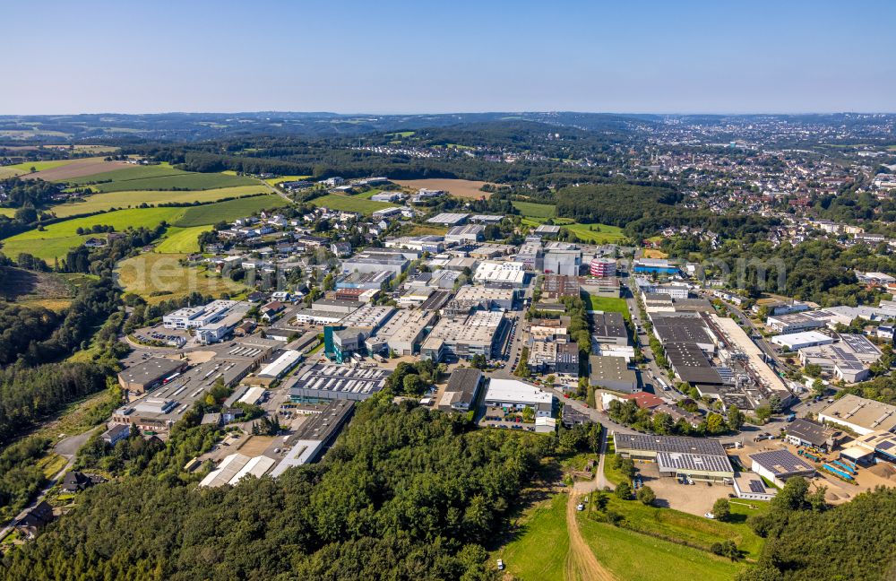 Aerial image Ennepetal - New building construction site in the industrial park Oeklinghausen of BIW Isolierstoffe GmbH on Memelstrasse corner Pregelstrasse in Ennepetal in the state North Rhine-Westphalia, Germany