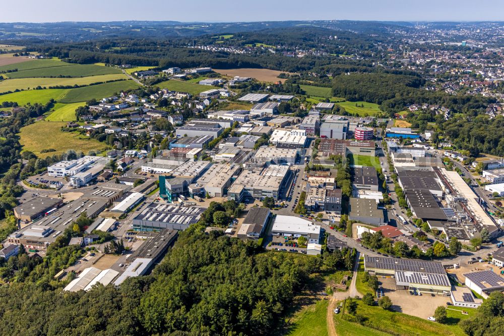 Aerial image Ennepetal - New building construction site in the industrial park Oeklinghausen of BIW Isolierstoffe GmbH on Memelstrasse corner Pregelstrasse in Ennepetal in the state North Rhine-Westphalia, Germany