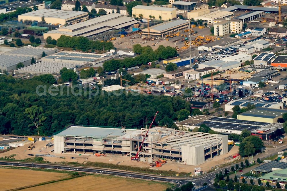 Rastatt from above - New building construction site in the industrial park in Rastatt in the state Baden-Wurttemberg, Germany