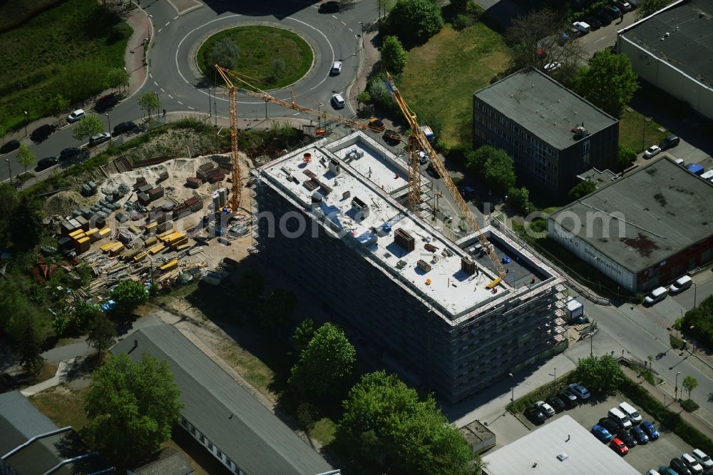 Aerial image Teltow - New building construction site in the industrial park Rheinstrasse corner Neissestrasse in Teltow in the state Brandenburg, Germany