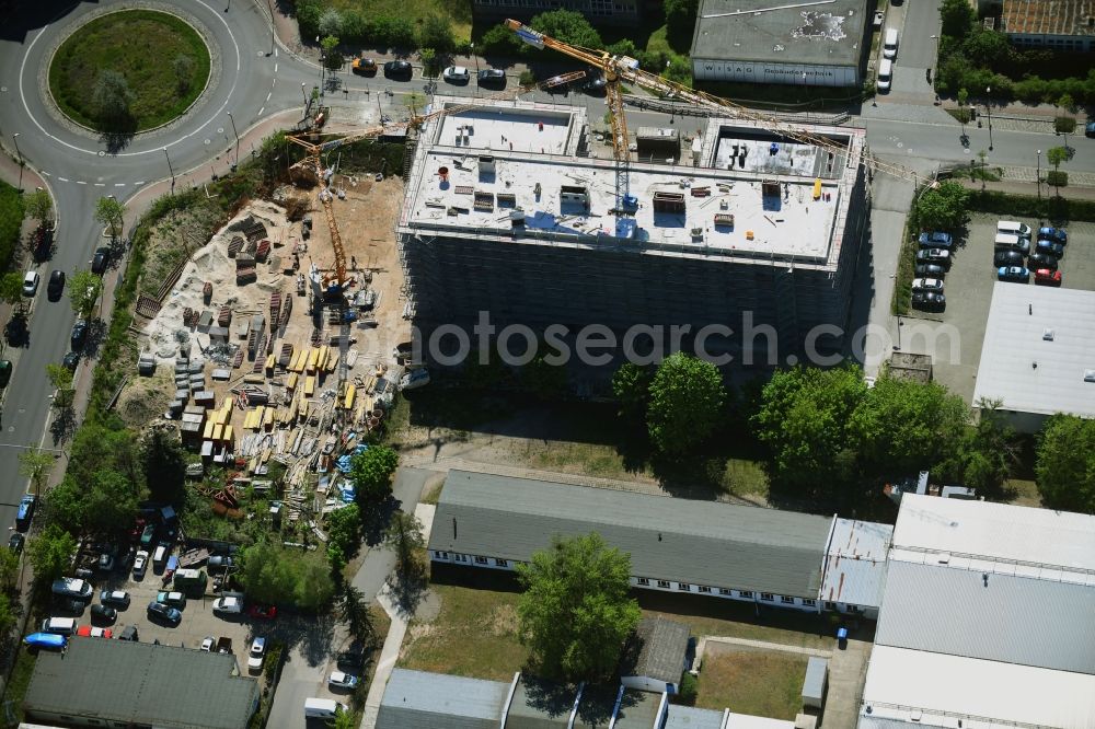 Aerial photograph Teltow - New building construction site in the industrial park Rheinstrasse corner Neissestrasse in Teltow in the state Brandenburg, Germany