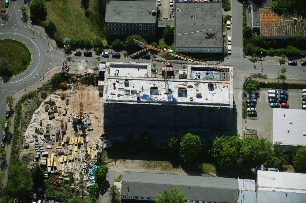 Teltow from above - New building construction site in the industrial park Rheinstrasse corner Neissestrasse in Teltow in the state Brandenburg, Germany