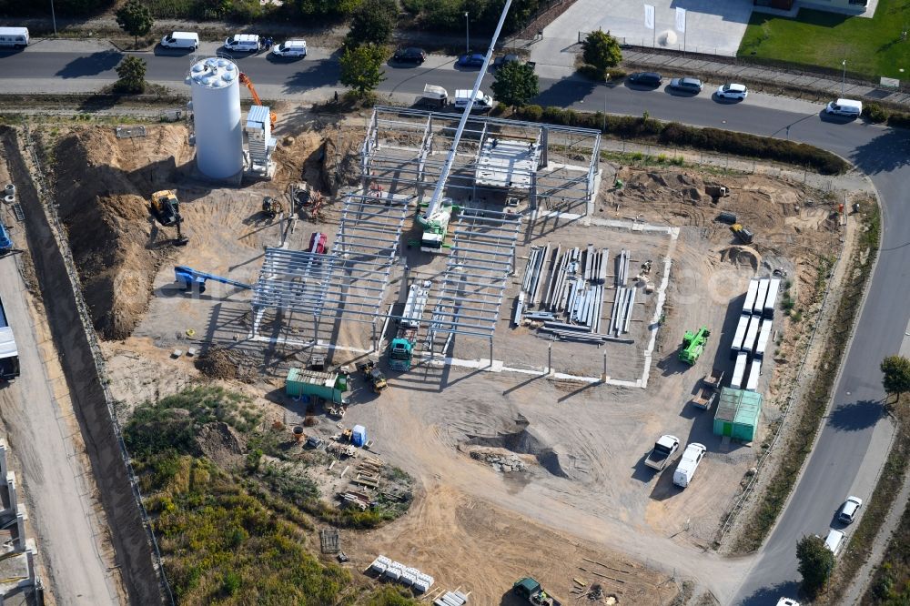 Aerial photograph Bernau - New building construction site in the industrial park on Ringstrasse in the district Schoenow in Bernau in the state Brandenburg, Germany