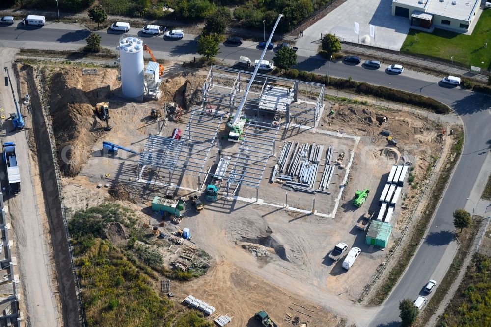 Bernau from above - New building construction site in the industrial park on Ringstrasse in the district Schoenow in Bernau in the state Brandenburg, Germany