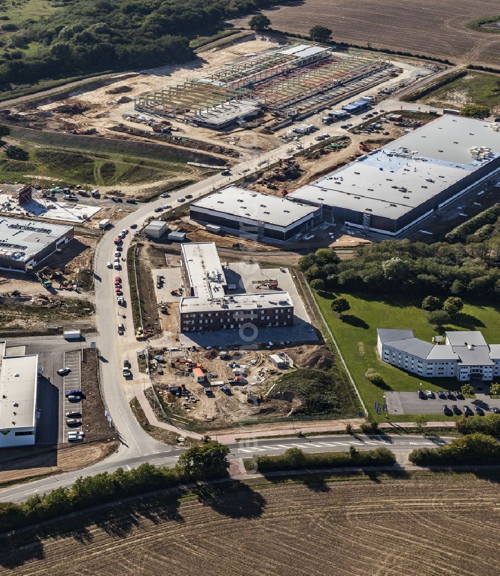 Melsdorf from above - New building construction site in the industrial park Rotenhof in Melsdorf in the state , Germany