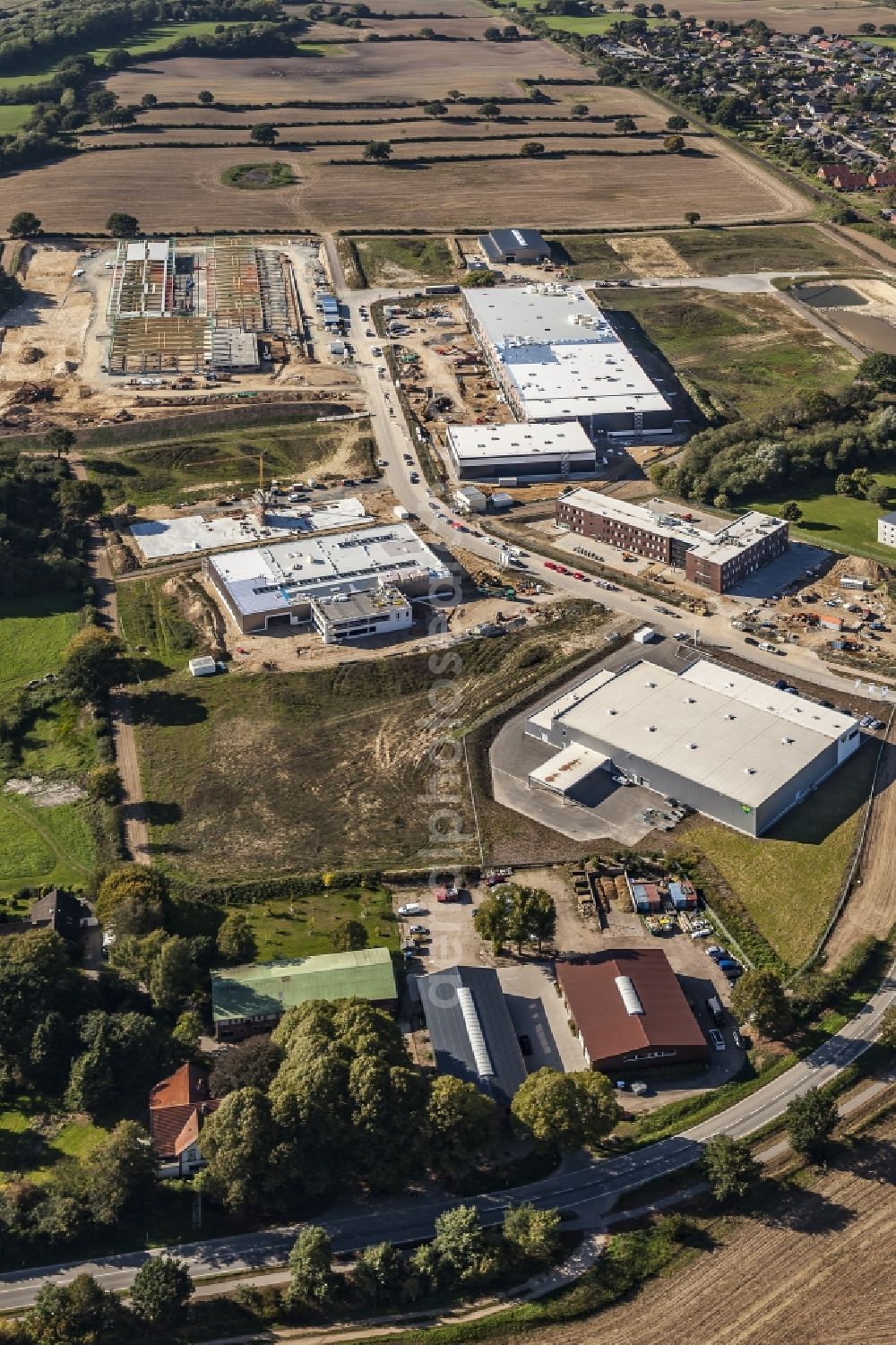 Aerial photograph Melsdorf - New building construction site in the industrial park Rotenhof in Melsdorf in the state , Germany